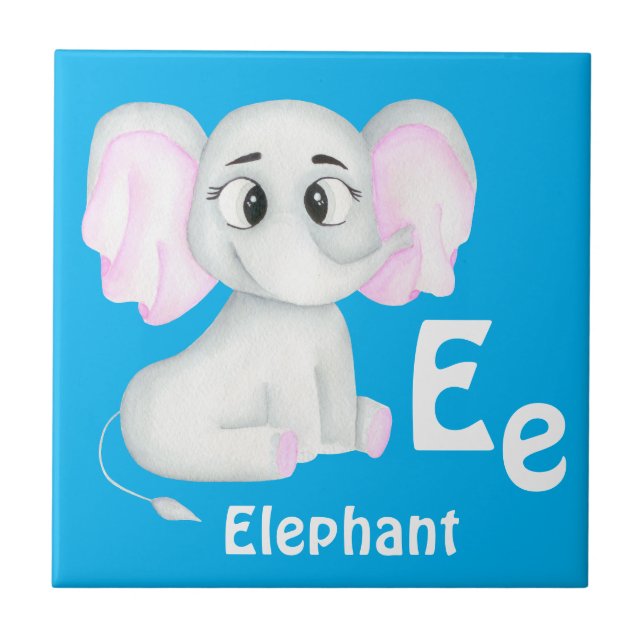 Elephant personalise ABC: Letter E - Add Your Name Tile (Front)