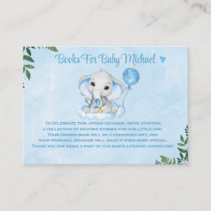 Elephant Personalised  Boys Books For Baby Shower  Enclosure Card