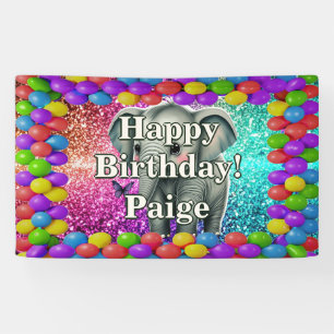 Elephant Personalised character birthday banner
