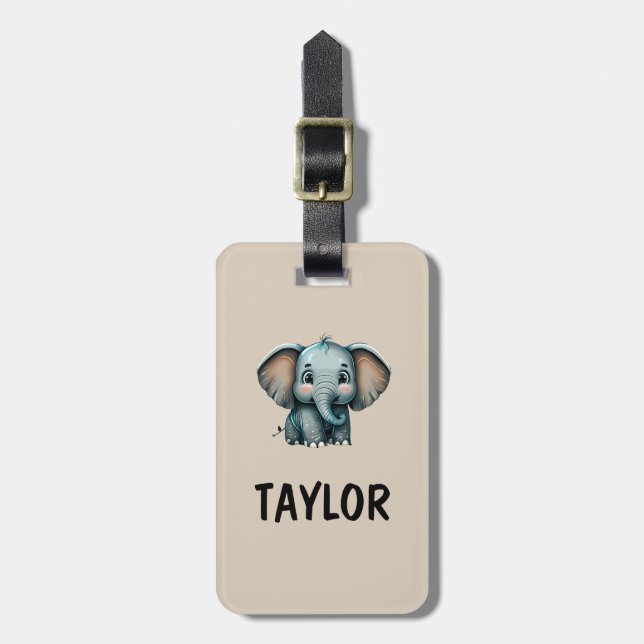Elephant Personalised Colourful Bag Backpack Luggage Tag (Front Vertical)