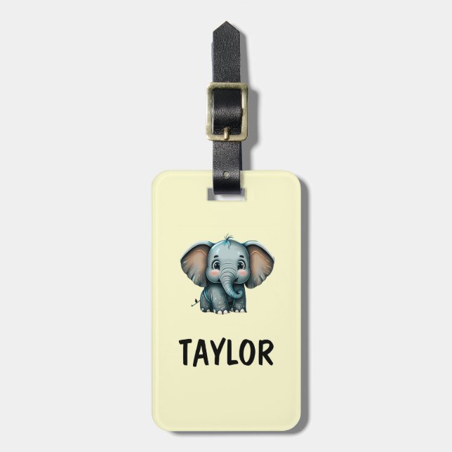 Elephant Personalised Colourful Bag Backpack Luggage Tag (Front Vertical)