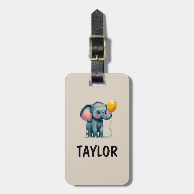 Elephant Personalised Colourful Bag Backpack Luggage Tag (Front Vertical)