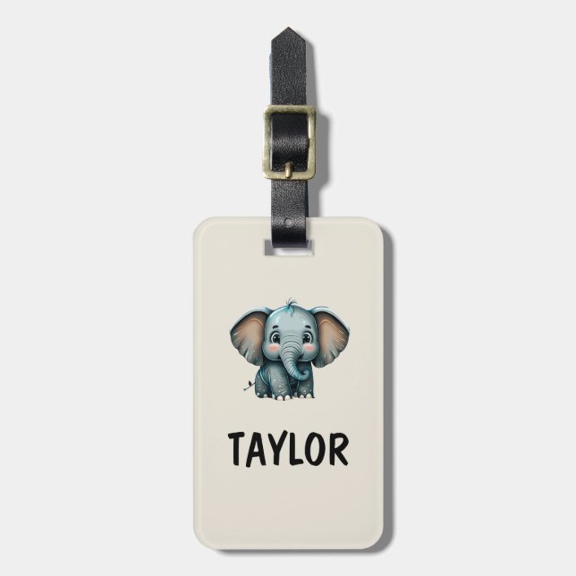 Elephant Personalised Colourful Bag Backpack Luggage Tag (Front Vertical)