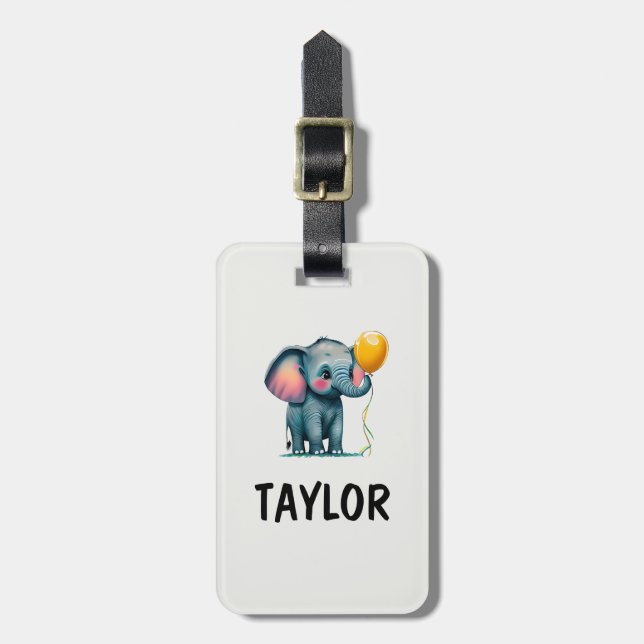 Elephant Personalised Colourful Bag Backpack Luggage Tag (Front Vertical)