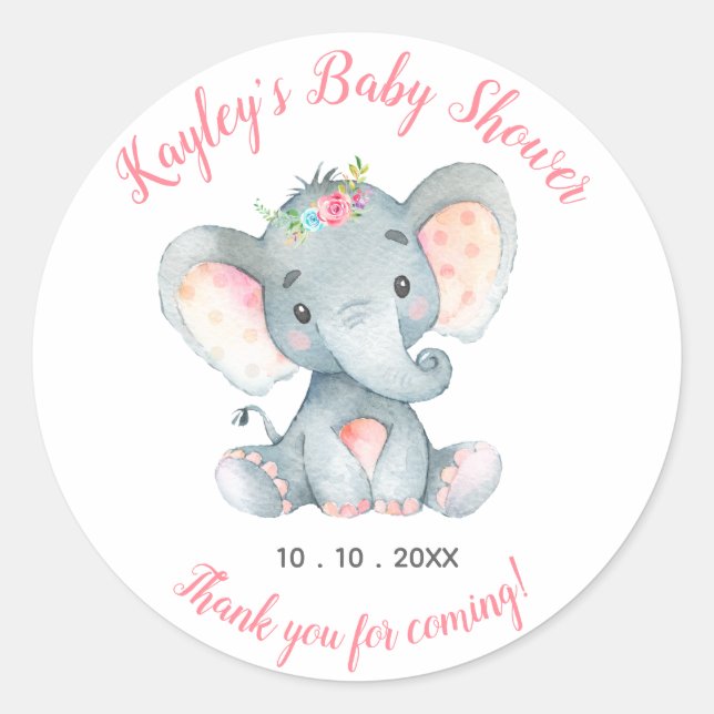 Elephant Personalised Favour Stickers (Front)