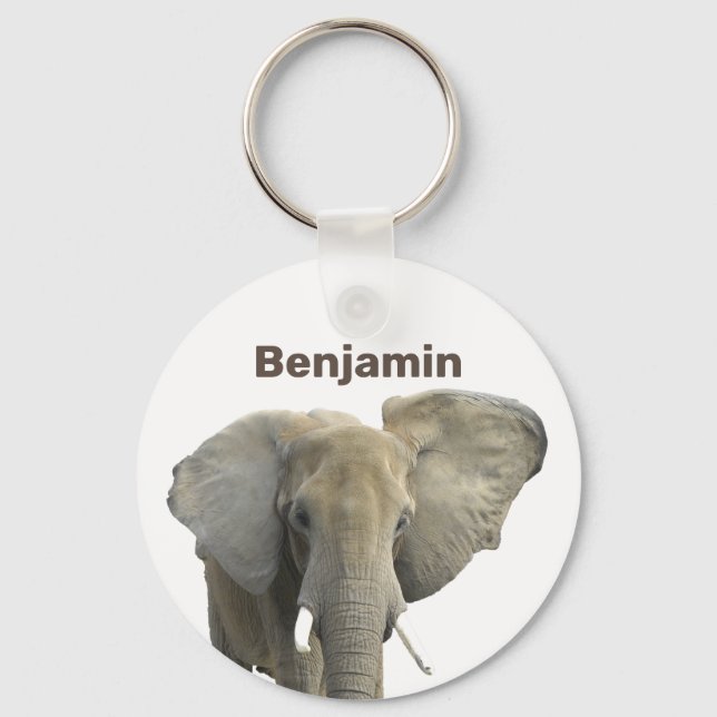 Elephant Personalised Name Keychain (Front)