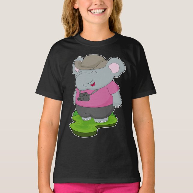 Elephant Photografer Camera T-Shirt (Front)