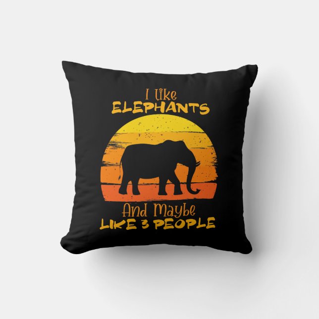 Elephant Pillow, Cute Elephant Pillow, Vintage Cushion (Front)