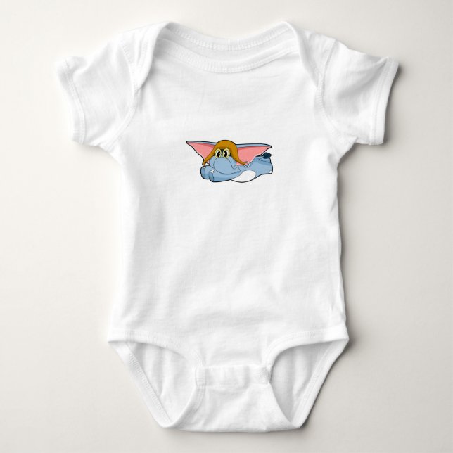 Elephant Pilot Pilot hat Baby Bodysuit (Front)