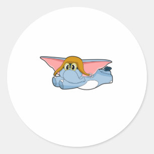 Elephant Pilot Pilot hat Classic Round Sticker