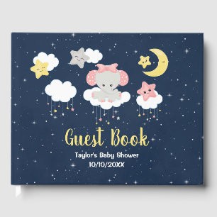 Elephant Pink and Navy Baby Shower Guest Book