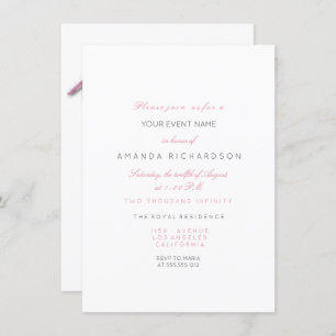 Elephant Pink Birthday Party Baby Shower White Invitation