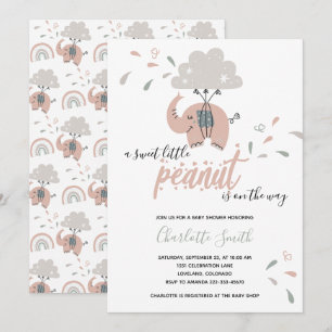 Elephant Pink Cute Girl's Baby Shower Invitation