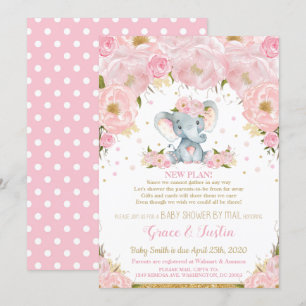 Elephant Pink Floral Baby Shower by Mail Girl Invitation