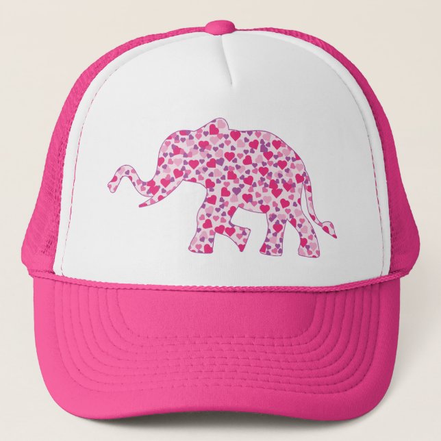 Elephant-Pink-Hearts (1) Trucker Hat (Front)
