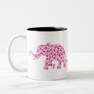 Elephant-Pink-Hearts (1) Two-Tone Coffee Mug