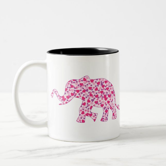 Elephant-Pink-Hearts (1) Two-Tone Coffee Mug (Left)