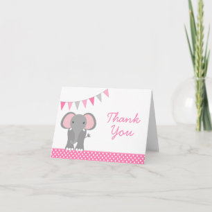 Elephant Pink Polka Dot Banner Thank You
