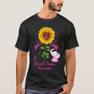 Elephant Pink Ribbon Breast Cancer Awareness Sunfl T-Shirt
