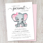 Elephant Pink Watercolor Baby Girl Shower Invitation<br><div class="desc">A cute baby girl shower invitation with "A Sweet Little Peanut Is On Her Way" written in a mixture of soft grey modern typography and a stylish script,  and a pastel pink watercolor of a baby elephant. Personalise the mother's name and baby shower details in simple grey typography.</div>