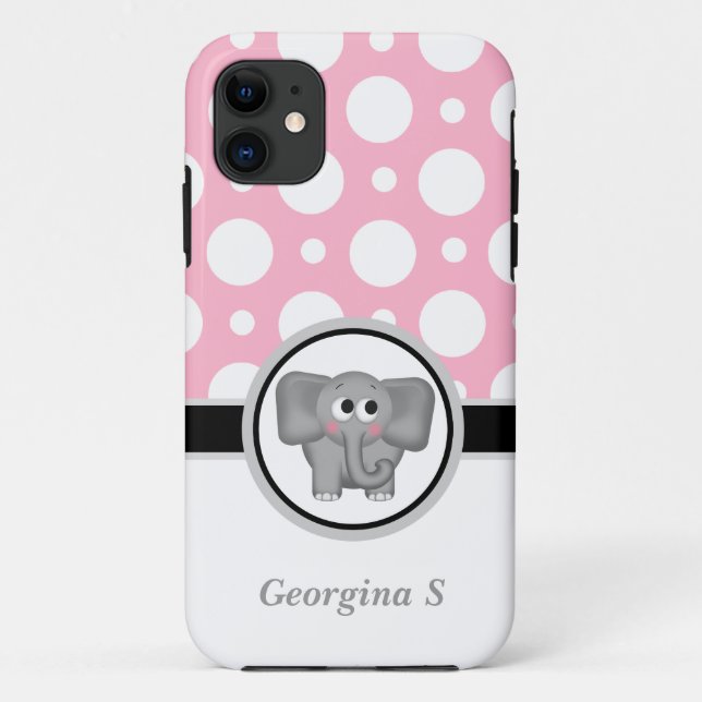 Elephant Pink & White Polka Dot iPhone 5 Case (Back)