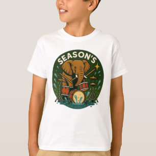Elephant playing drums splashing water summer boy T-Shirt