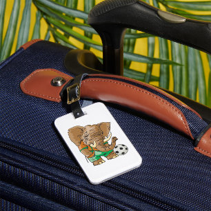 Elephant Playing Football Luggage Tag