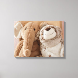 Elephant Plush Toy and Teddy Bear Friends Canvas Print