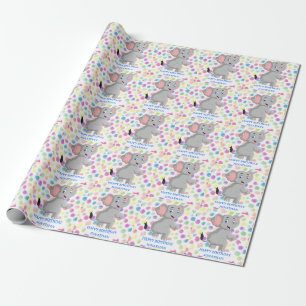 Elephant POKER DOTS BLUE Wrapping Paper