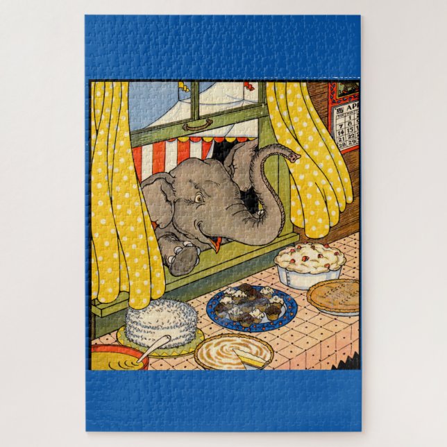 elephant poking his head through the window jigsaw puzzle (Vertical)