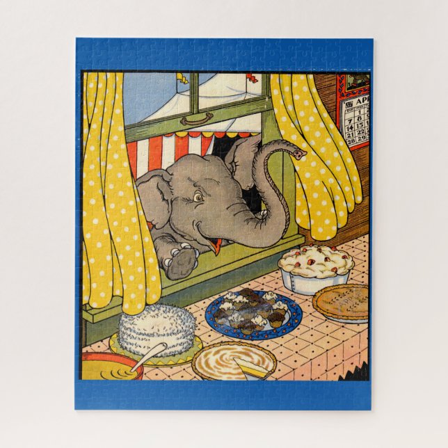 elephant poking his head through the window jigsaw puzzle (Vertical)