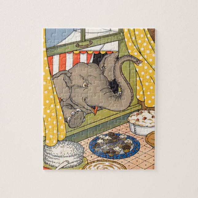elephant poking his head through the window jigsaw puzzle (Vertical)