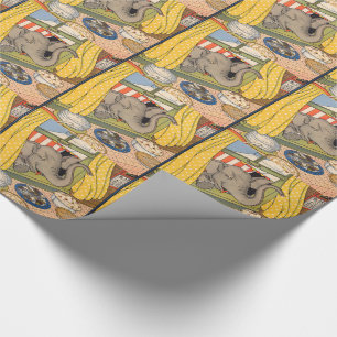 elephant poking his head through the window wrapping paper