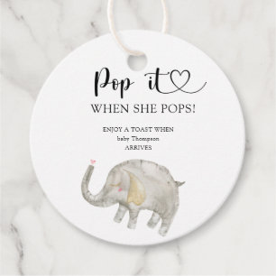 Elephant Pop it when she pops baby shower Favour Tags