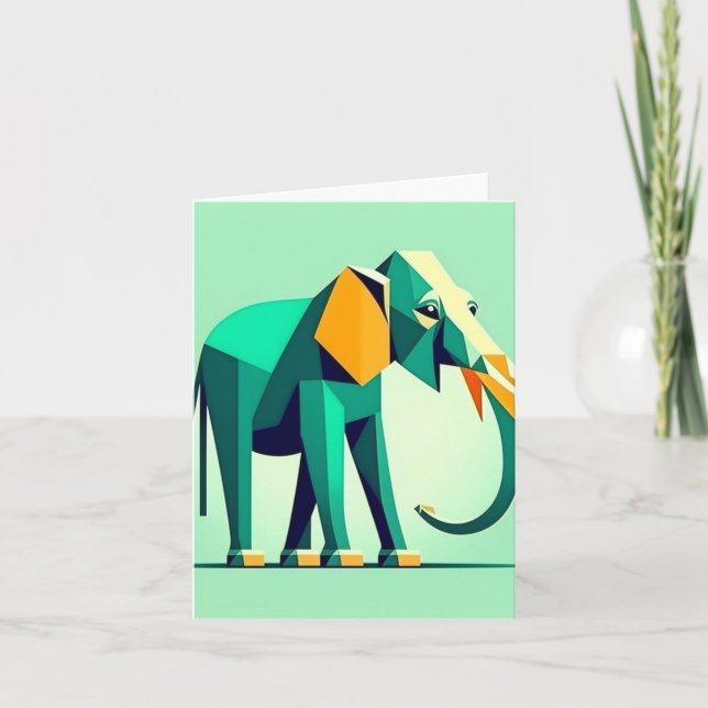 Elephant Portrait B Holiday Card (Front)