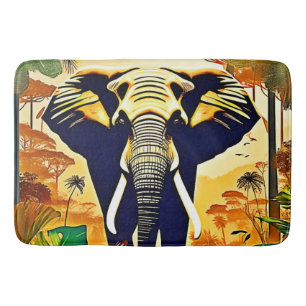 Elephant Portrait Jungle View Bath Mat