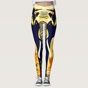 Elephant Portrait Jungle View Leggings