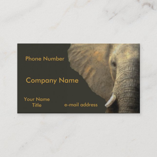 Elephant Portrait Pastel on Black Business Card (Front)