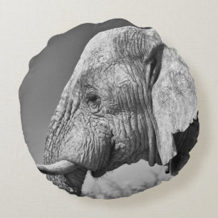Elephant portrait round cushion