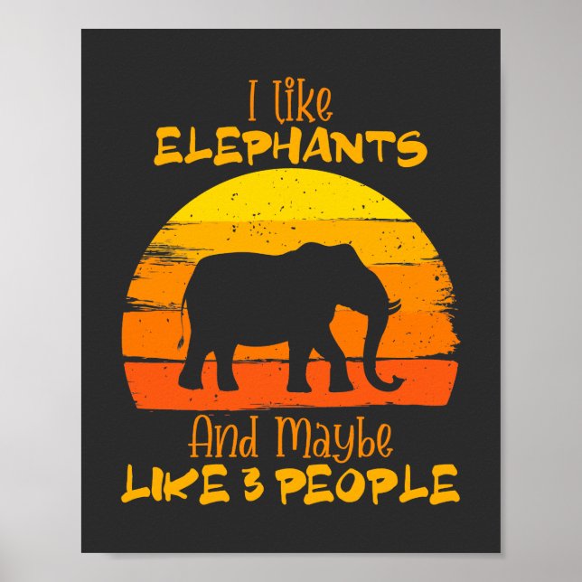 Elephant Poster, Cute Elephant Poster, Vintage Poster (Front)