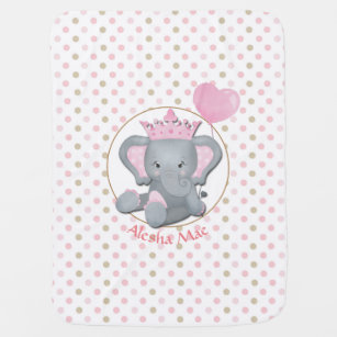 Pink White Gray Princess Elephant New Baby Wrapping Paper