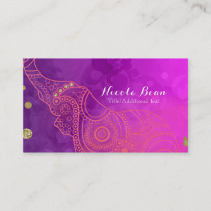 Elephant Purple Pink Orange & Gold Custom Chic Business Card