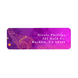Elephant Purple Pink Orange & Gold Invitation