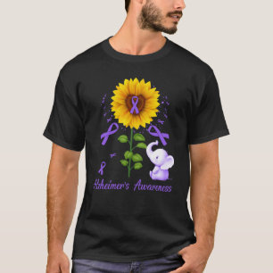 Elephant Purple Ribbon Alzheimer's Awareness Sunfl T-Shirt