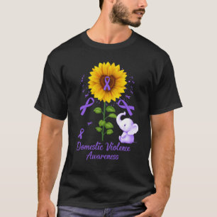 Elephant Purple Ribbon Domestic Violence Awareness T-Shirt