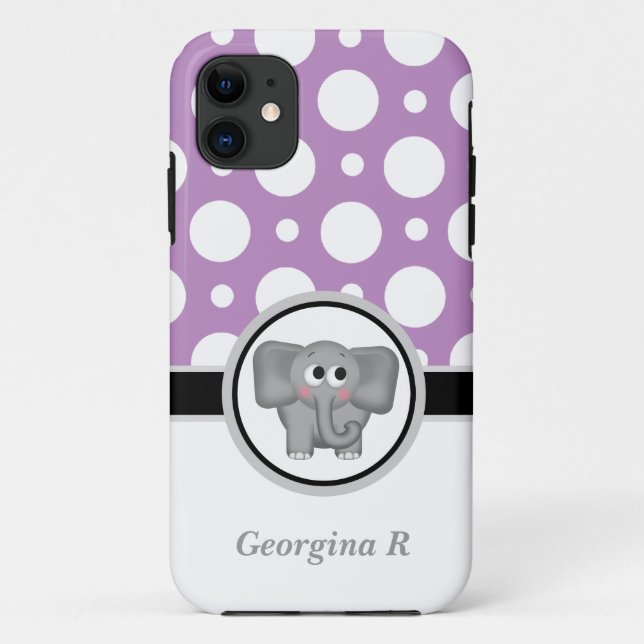 Elephant Purple & White Polka Dot iPhone 5 Case (Back)