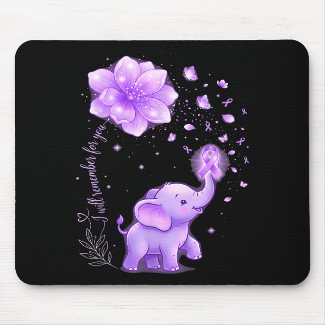 Elephant purple will remember for alzheimers mouse mat (Front)