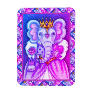 ELEPHANT QUEEN OF HEARTS AND ROSES ROYAL VALENTINE MAGNET