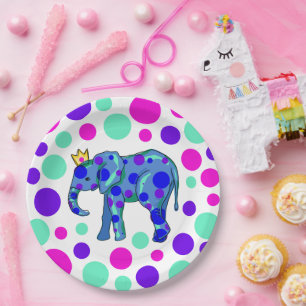 Elephant Queen with Polka Dots Paper Plates