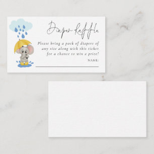 Elephant Rain Diaper Raffle Baby Shower  Enclosure Card